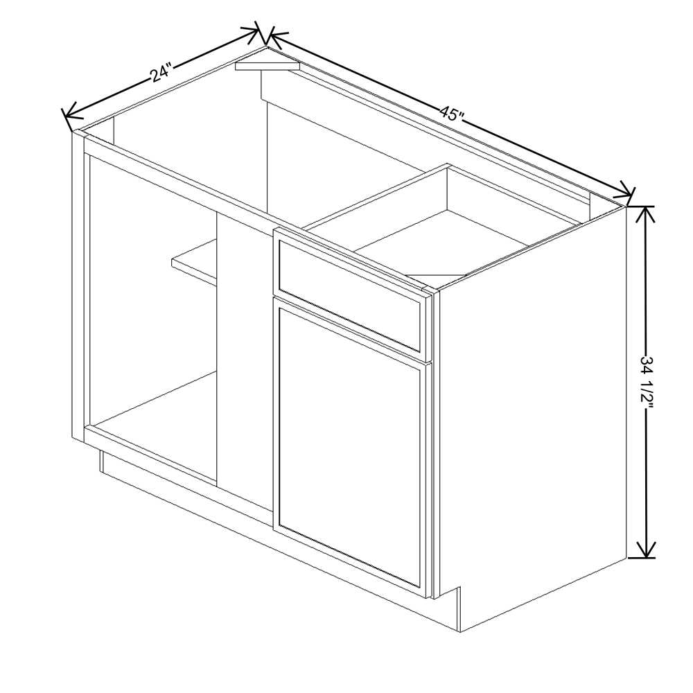 Cubitac Prestige Dover Latte 45"/48" W Blind Base Cabinet