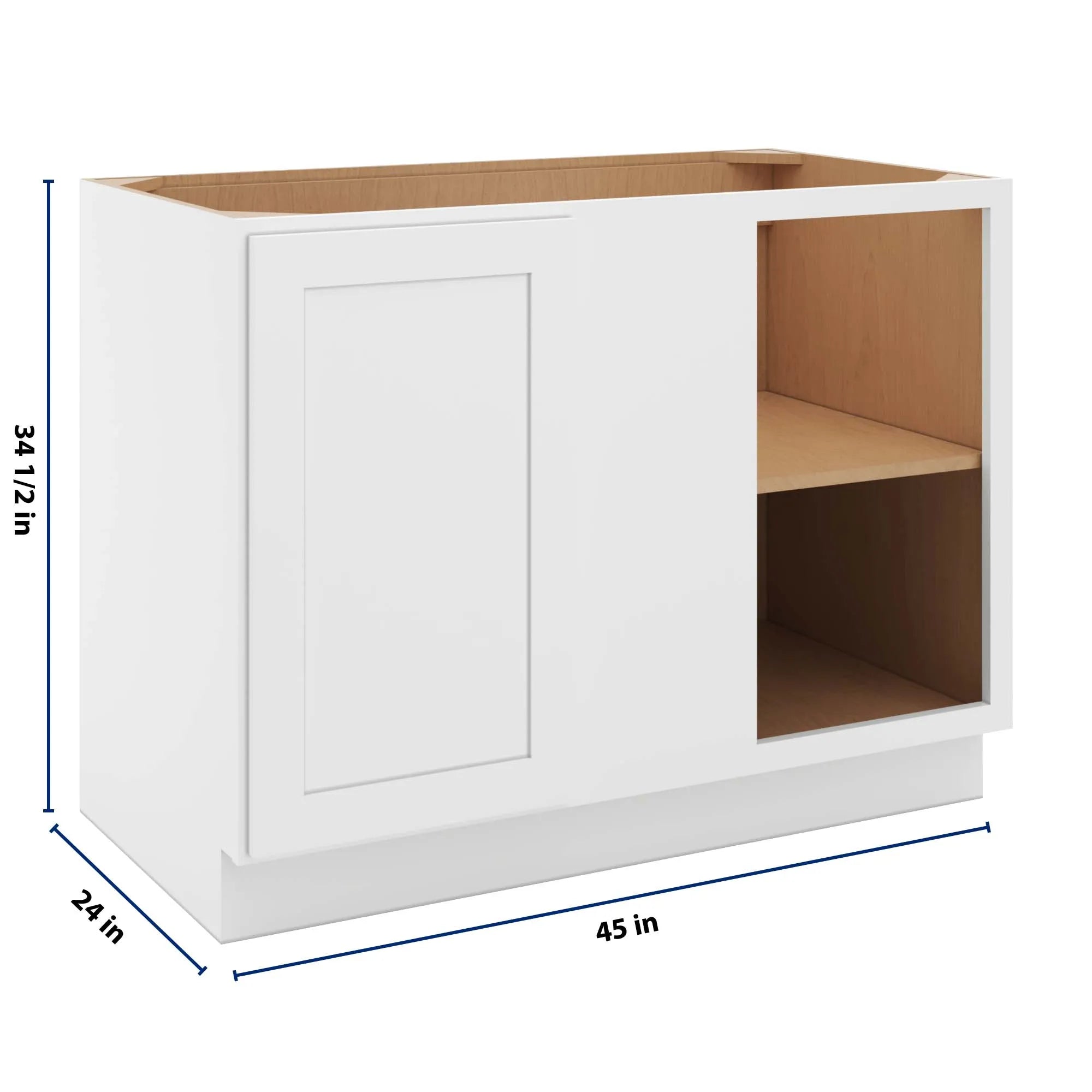 cnc luxor 5 piece white 45 to 48 w x 34 1 2 h full height blind base cabinet