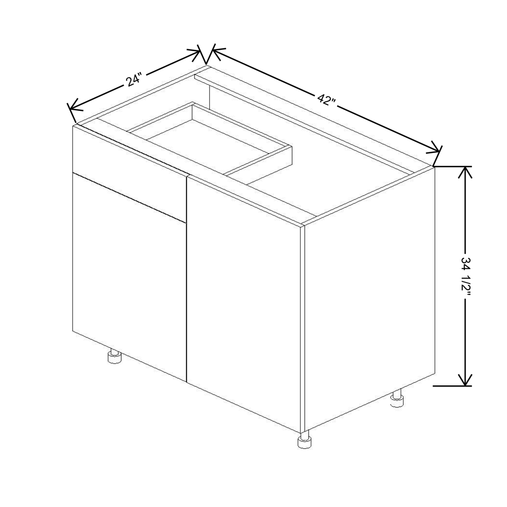 Fabuwood Illume Catalina Nocce 3 45" to 51"W Blind Base With Drawer