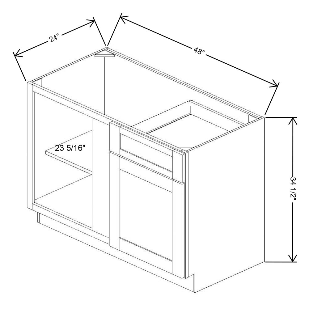 Fabuwood Quest Discovery Frost Blind Corner Base 48"D Shaker Cabinet