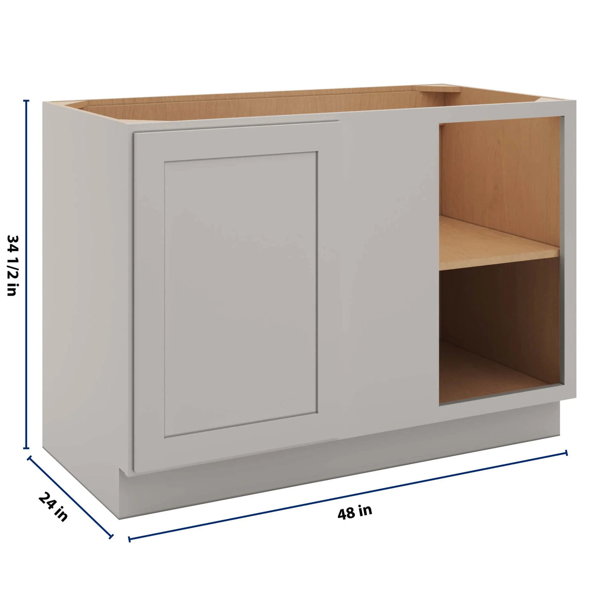 cnc luxor misty grey 48 to 51 w x 34 1 2 h full height blind base cabinet