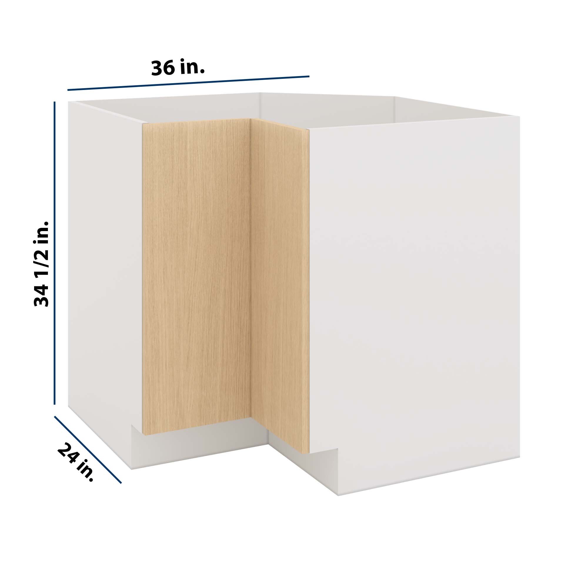 Modernform Cabinet Natural Oak 36" W X 34 1/2" H X 24" D Base Diagonal Corner w/Lazy Susan Cabinet