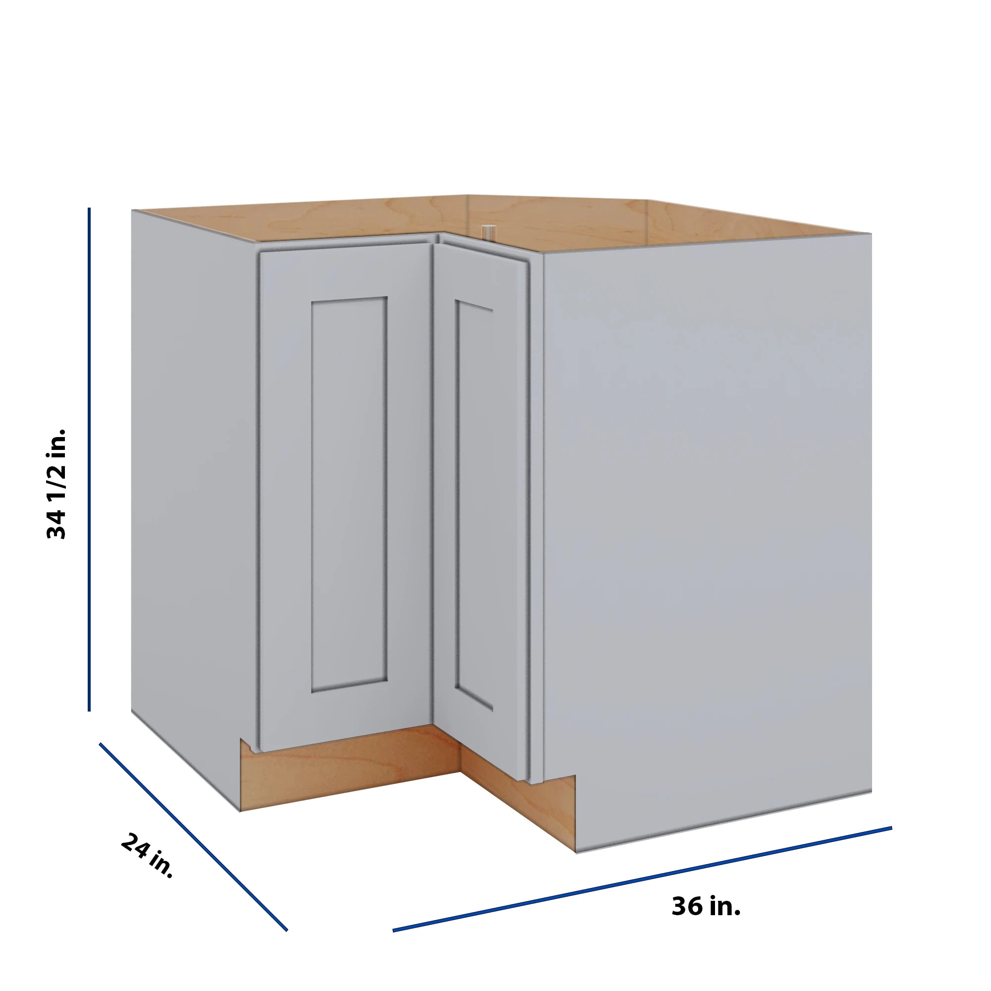Modernform Cabinet Grey Shaker 36" W X 34 1/2" H X 24" D Lazy Susan Base Cabinet