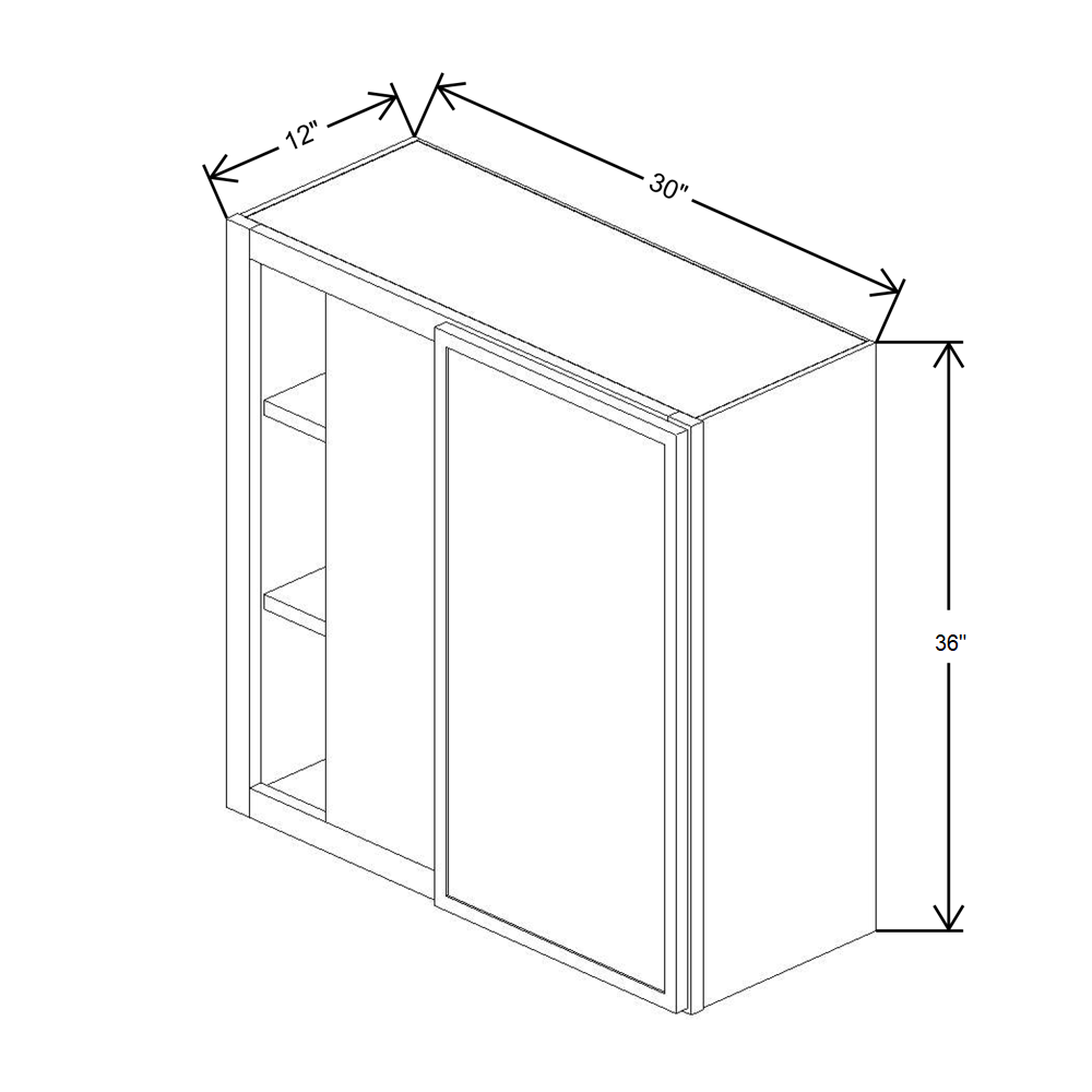 Cubitac Prestige Dover Cafe Blind Corner Reversible Wall 30"W x 36"H Assembled Cabinet