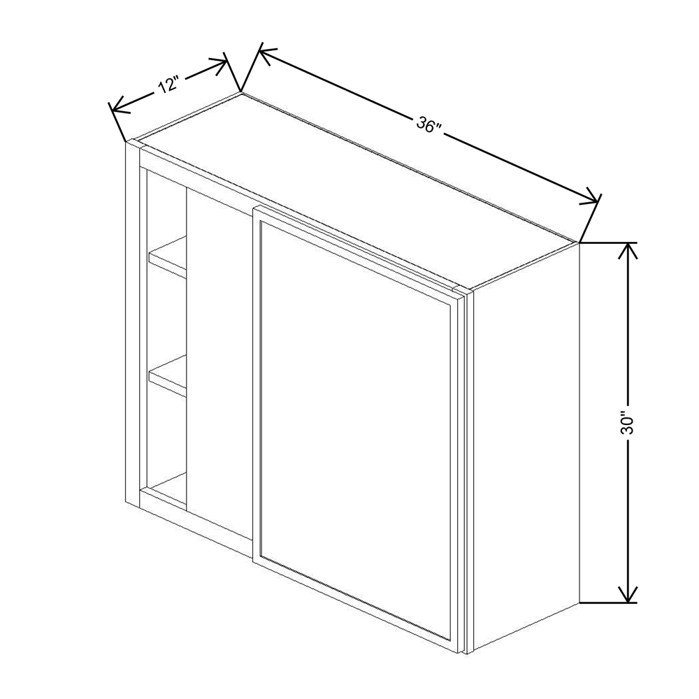 Cubitac Basic Oxford Latte 36/39"W X 30"H High Blind Wall Cabinet