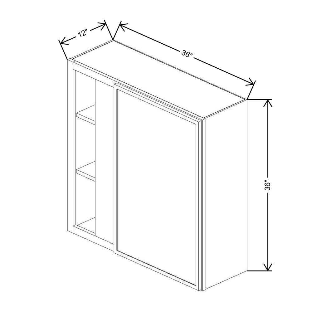 Cubitac Imperial Bergen Latte 36/39"W X 36"H High Blind Wall Cabinet