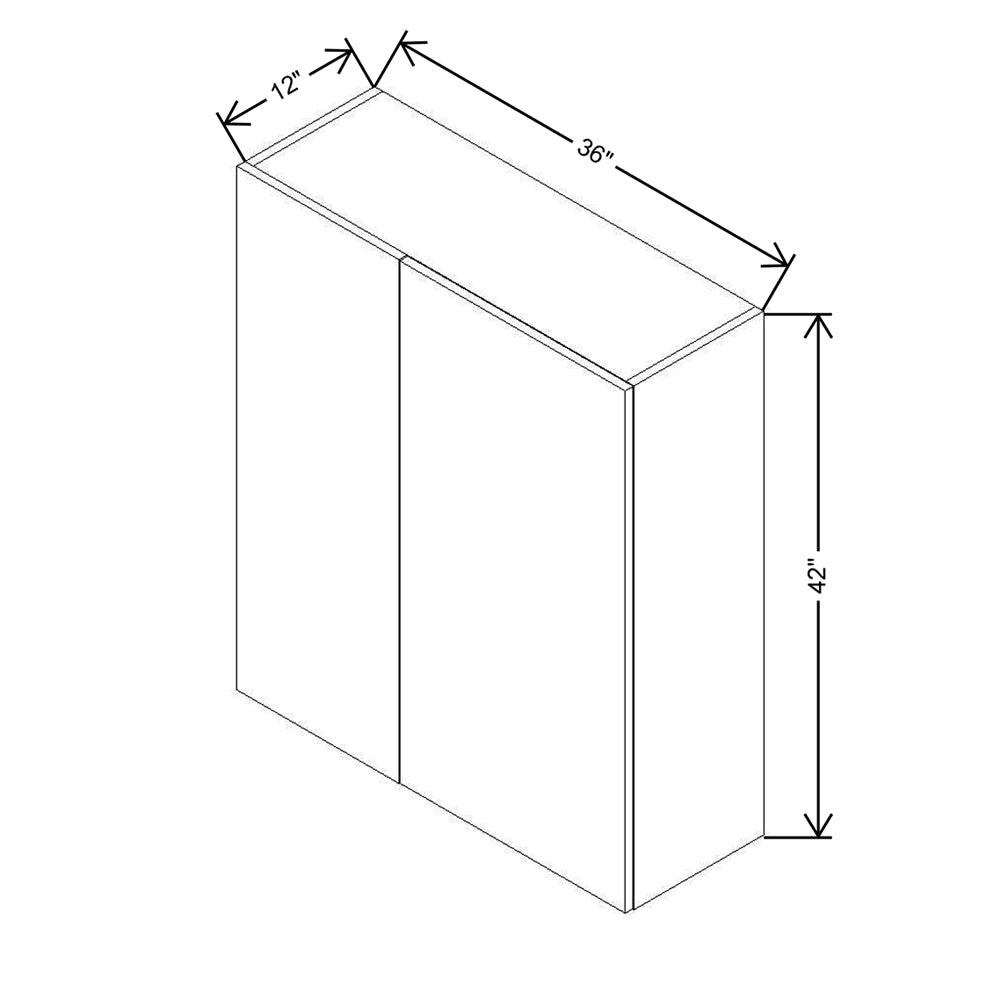 CNC Classic Milano Ash 36" W X 12" H X 24" D Double Door Wall Cabinet