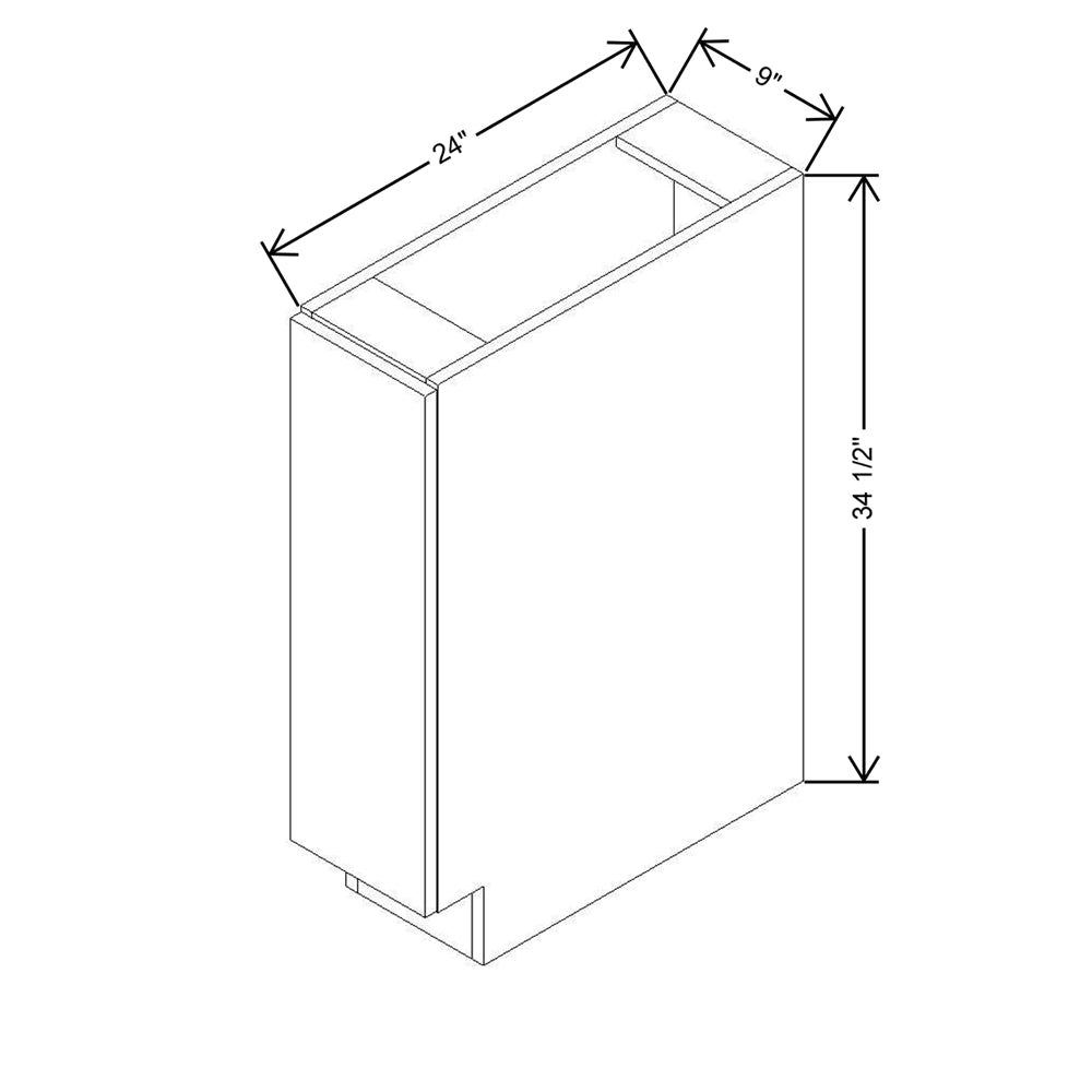 CNC Concord Elegant Smoky Grey 09" W X 34 1/2" H Base Spice Cabinet