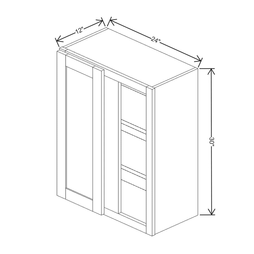 Kitchen Cabinet Distributors Shaker Designer White 5PC Blind Wall Cabinet - 24" W x 30" H