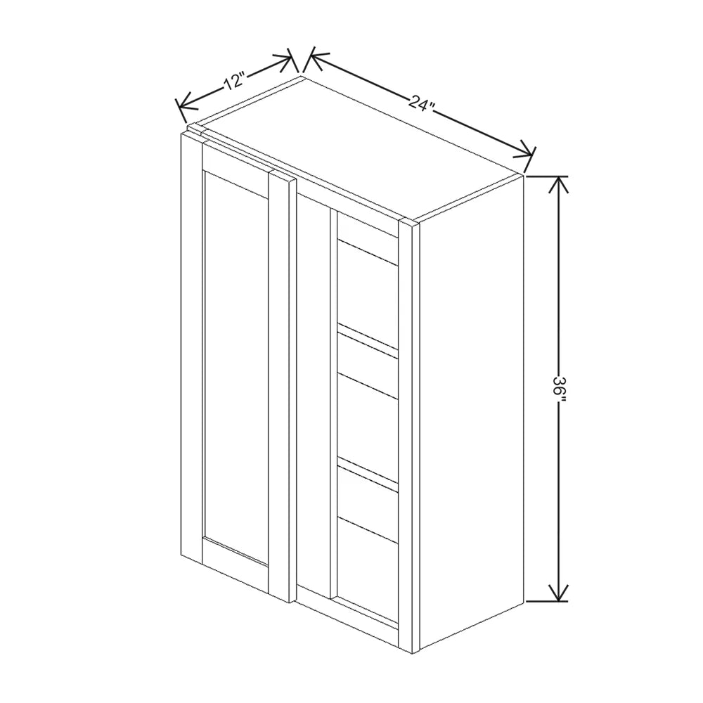 Kitchen Cabinet Distributors Shaker Designer White 5PC Blind Wall Cabinet - 24" W x 36" H