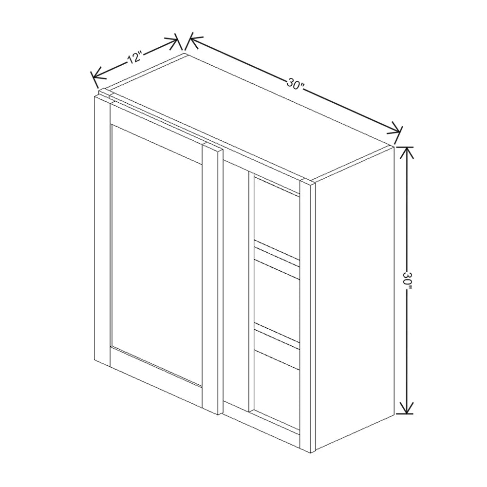 Kitchen Cabinet Distributors Shaker Designer White 5PC Blind Wall Cabinet - 30" W x 30" H