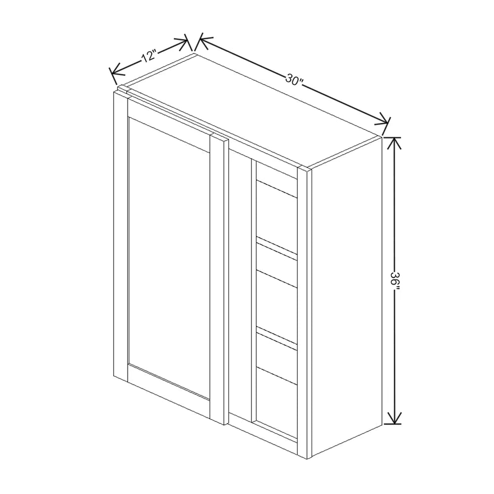 Kitchen Cabinet Distributors Shaker Designer White 5PC Blind Wall Cabinet - 30" W x 36" H