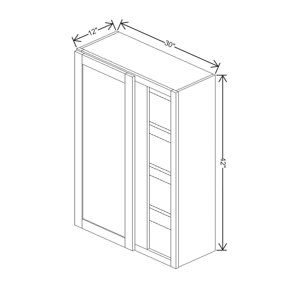 Kitchen Cabinet Distributors Shaker Designer White 5PC Blind Wall Cabinet - 30" W x 42" H