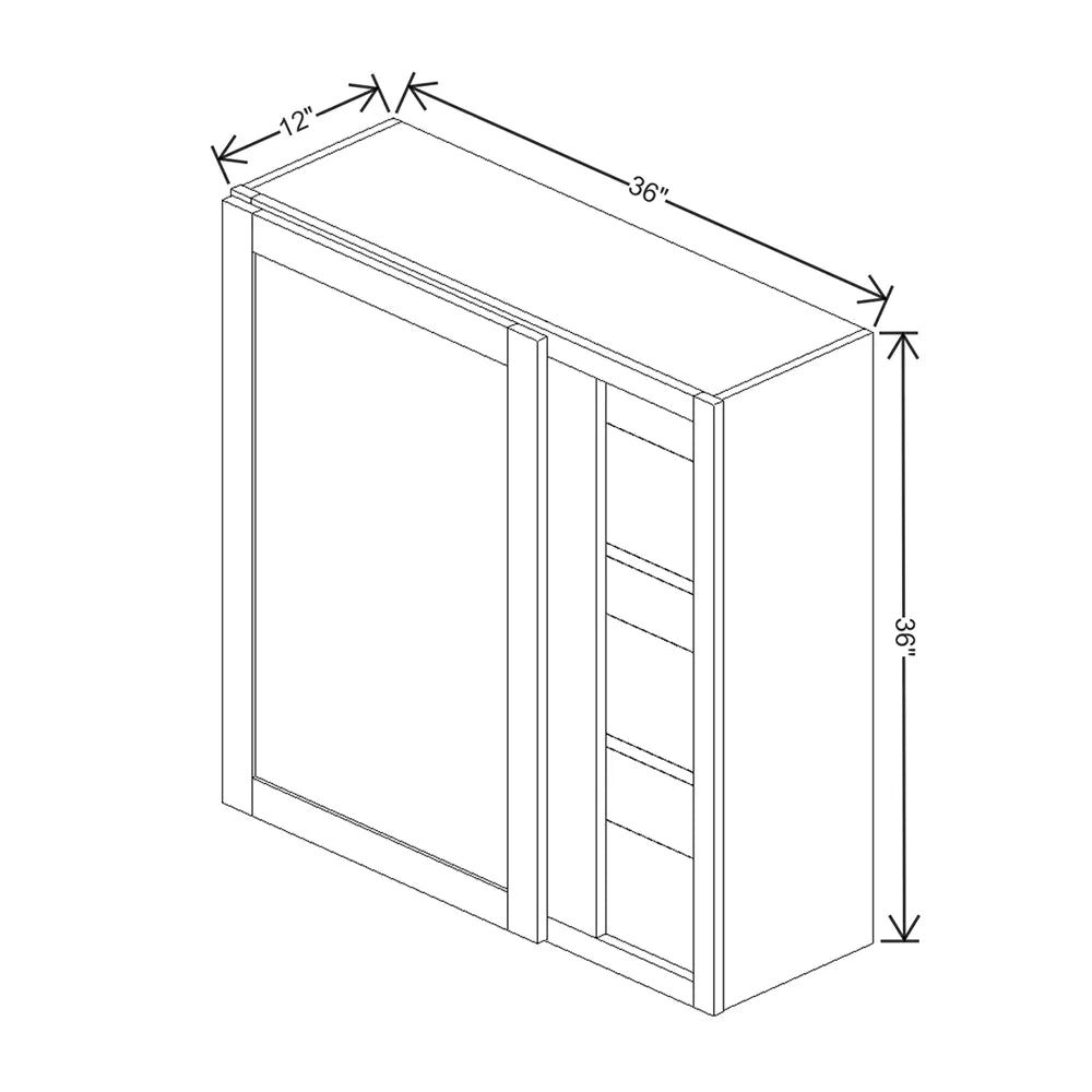 Kitchen Cabinet Distributors Shaker Designer White 5PC Blind Wall Cabinet - 36" W x 36" H