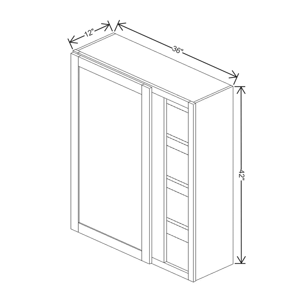 Kitchen Cabinet Distributors Shaker Designer White 5PC Blind Wall Cabinet - 36" W x 42" H