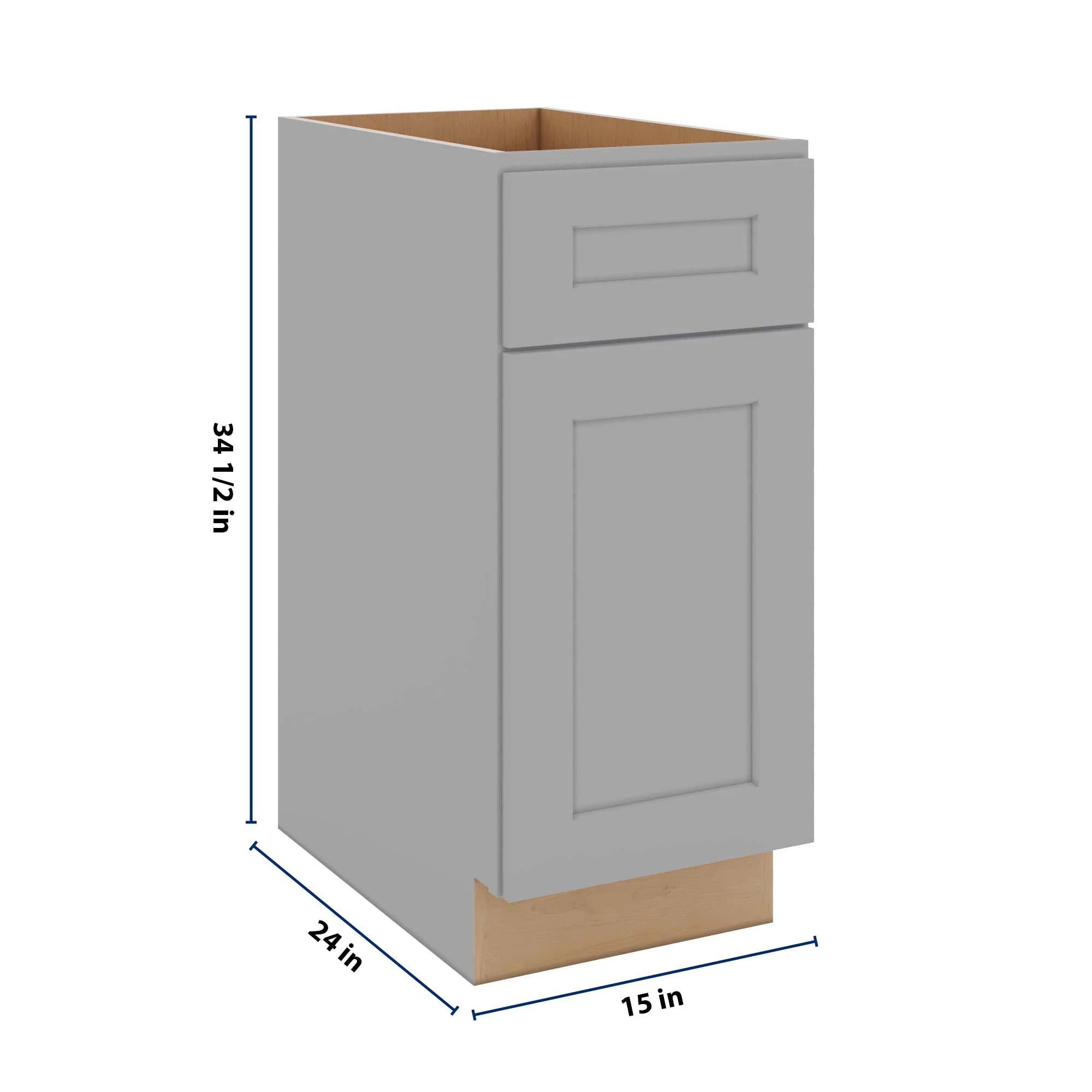 J&K Castle Grey S5 Base Waste Bin Pull-Out w/One (1) Bin Cut-out - 15" W