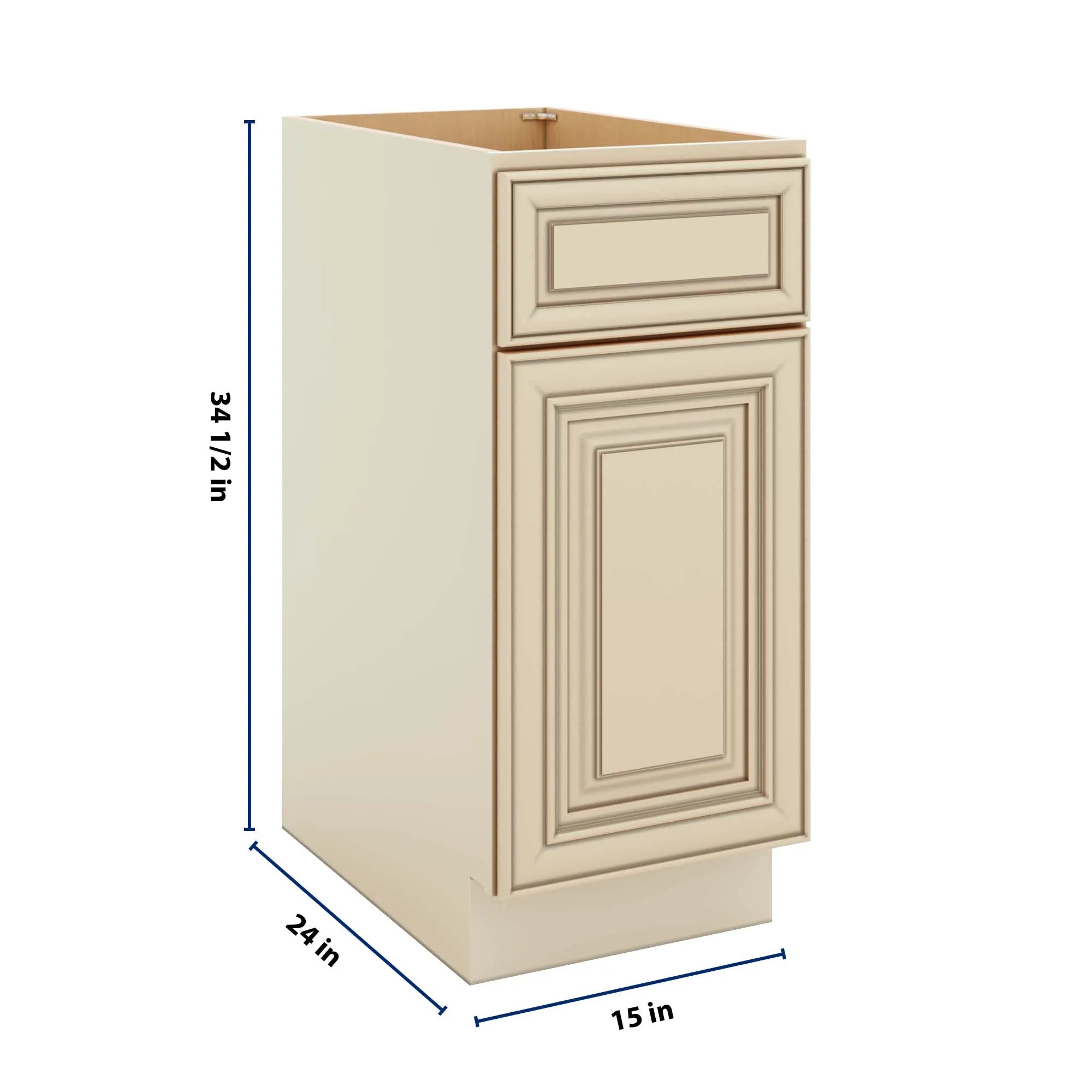 J&K Creme Glazed A7 Base Waste Bin Pull-Out w/One (1) Bin Cut-out - 15" W