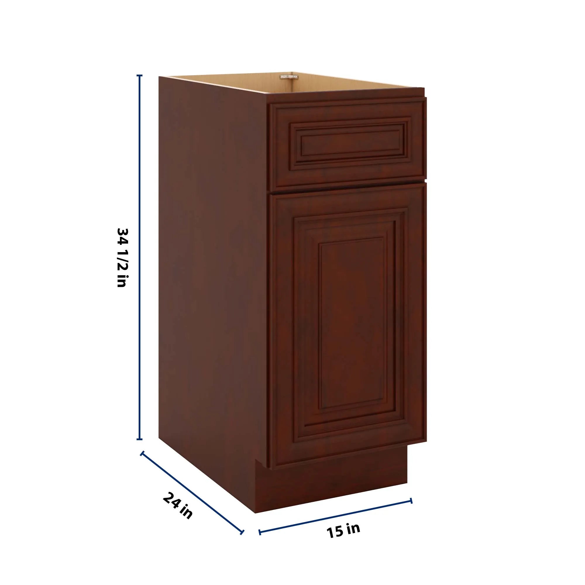 J&K Mahogany J5 Base Waste Bin Pull-Out w/One (1) Bin Cut-out - 15" W