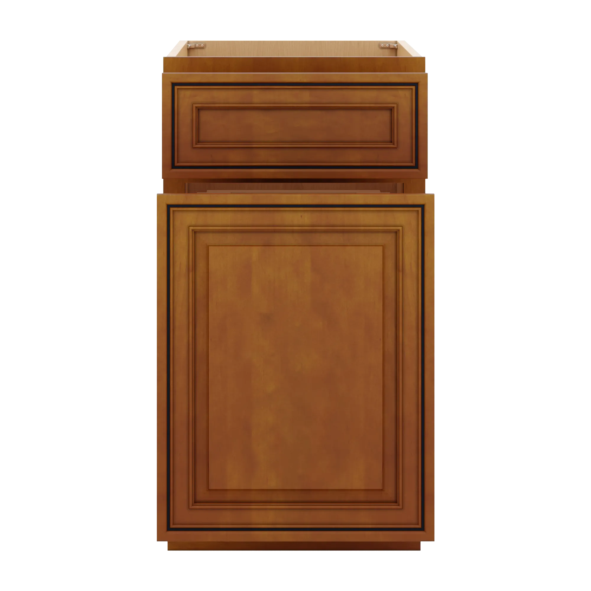 j k mocha glazed k10 base waste bin pull out w two 2 bin cut outs 18 w