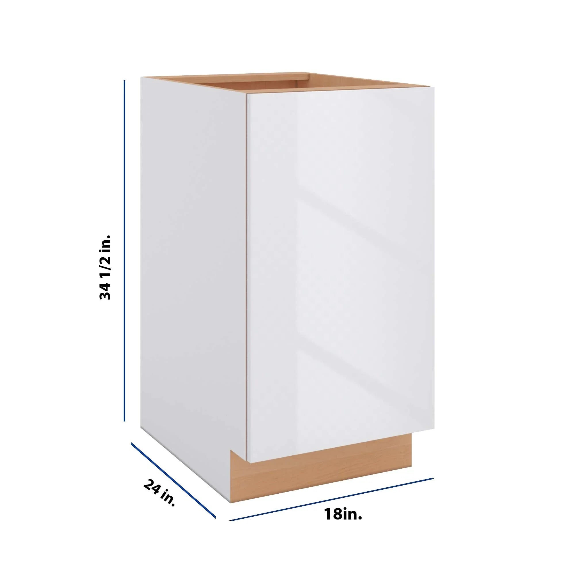 Modernform Cabinet Gloss White 18" W X 34 1/2" H X 24" D Base Cabinet Waste Bin