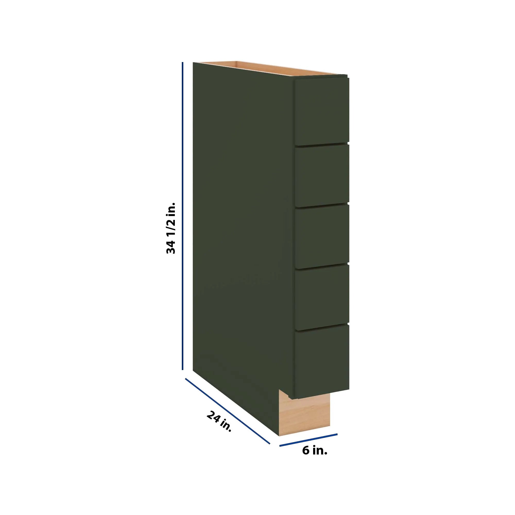 Modernform Cabinet Slim Sage Green 06" W X 34 1/2" H X 24" D Base Drawer w/Spice Rack