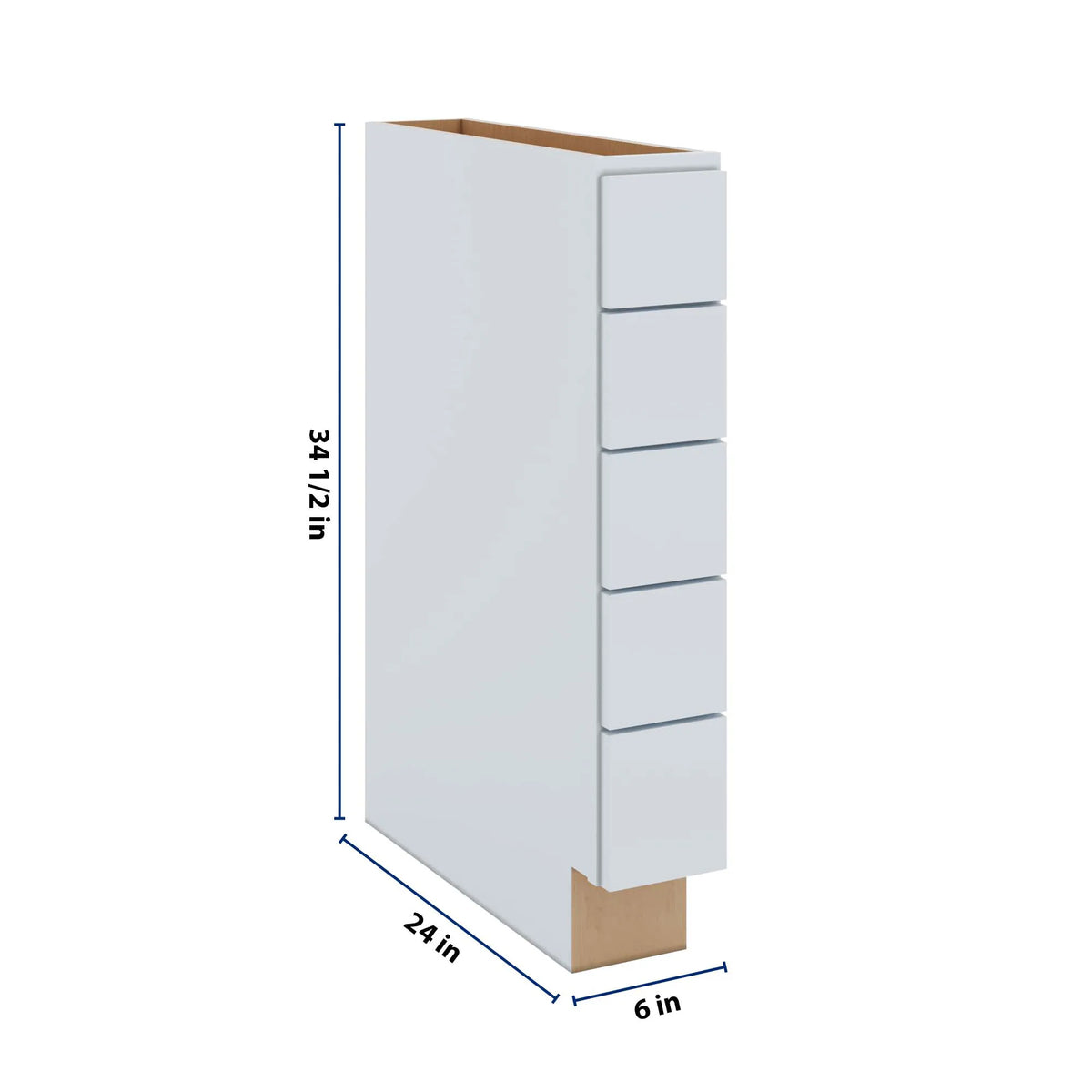 J&K White Shaker S8 Spice Drawer Base - 6" W