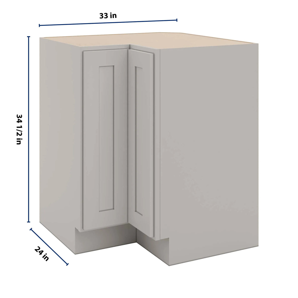 CNC Luxor 5-Piece Misty Grey 33" W Carousel Corner Base Cabinet