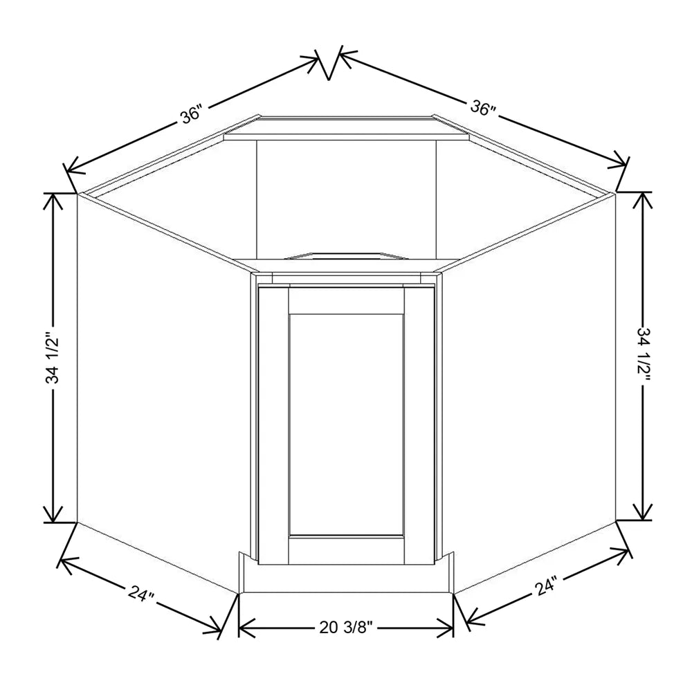 J&K Pure B5 Base Corner Diagonal w/With Round Lazy-Susan Tray - 36"W