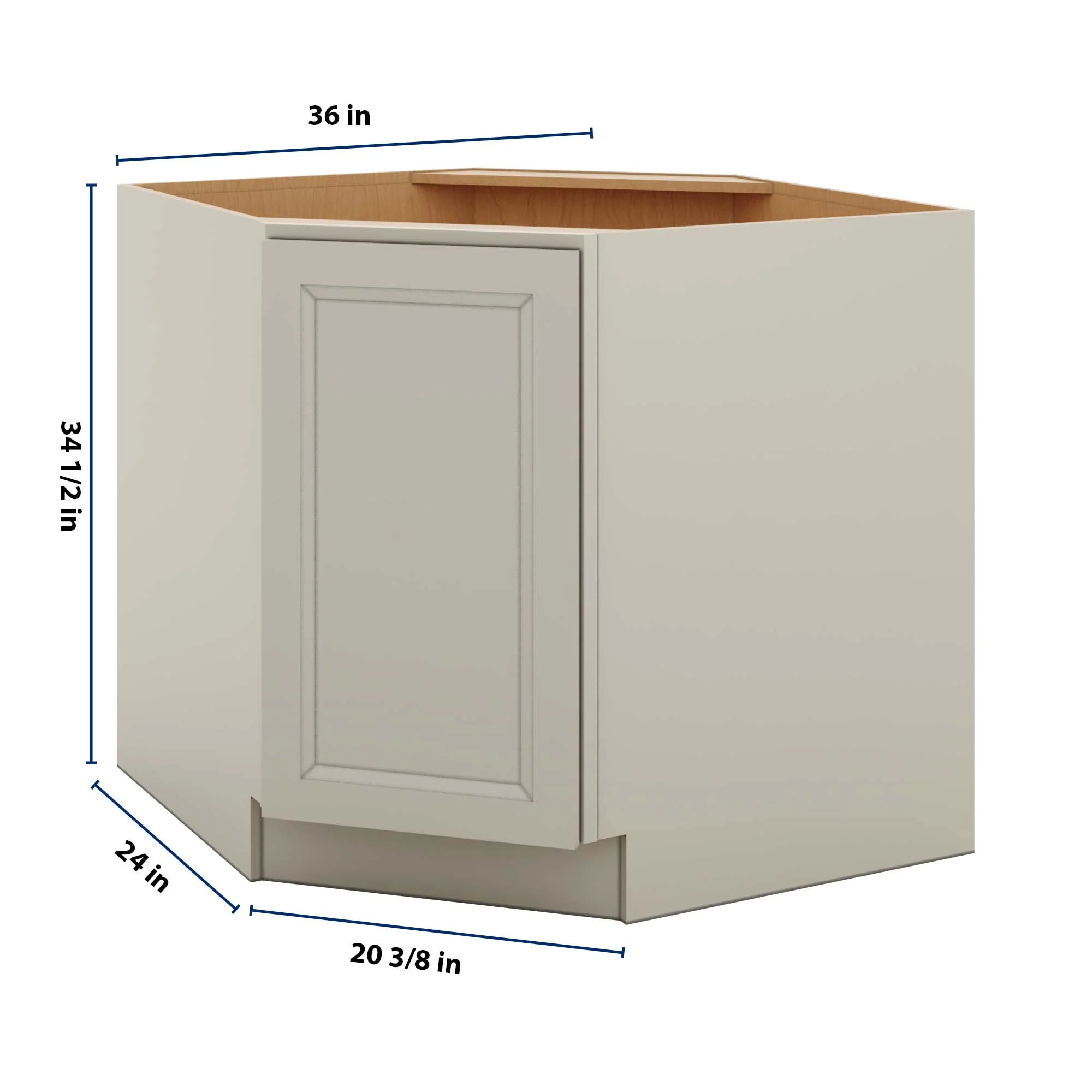 J&K Pebble B6 Base Corner Diagonal w/With Round Lazy-Susan Tray - 36"W