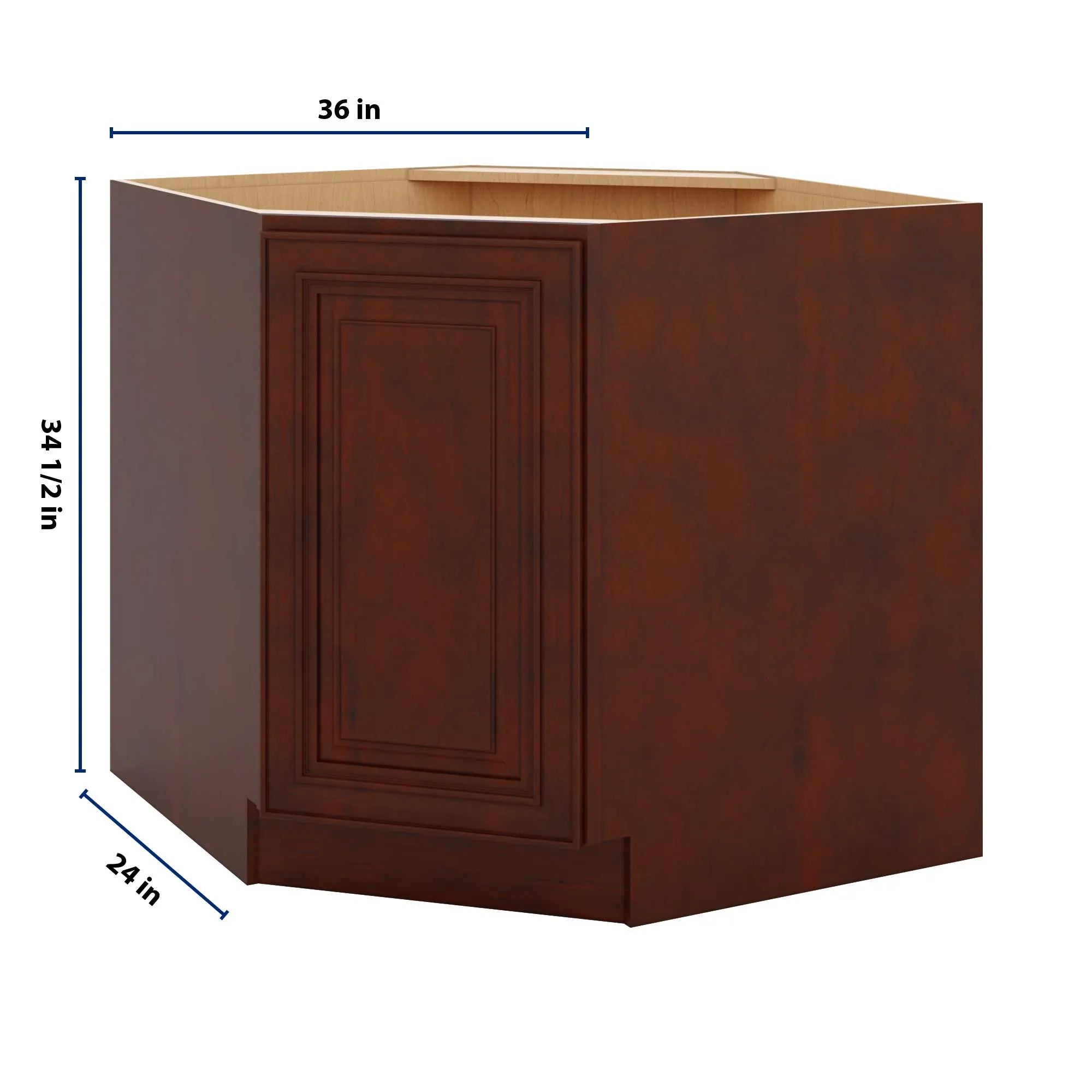 J&K Mahogany J5 Base Corner Diagonal w/With Round Lazy-Susan Tray - 36"W