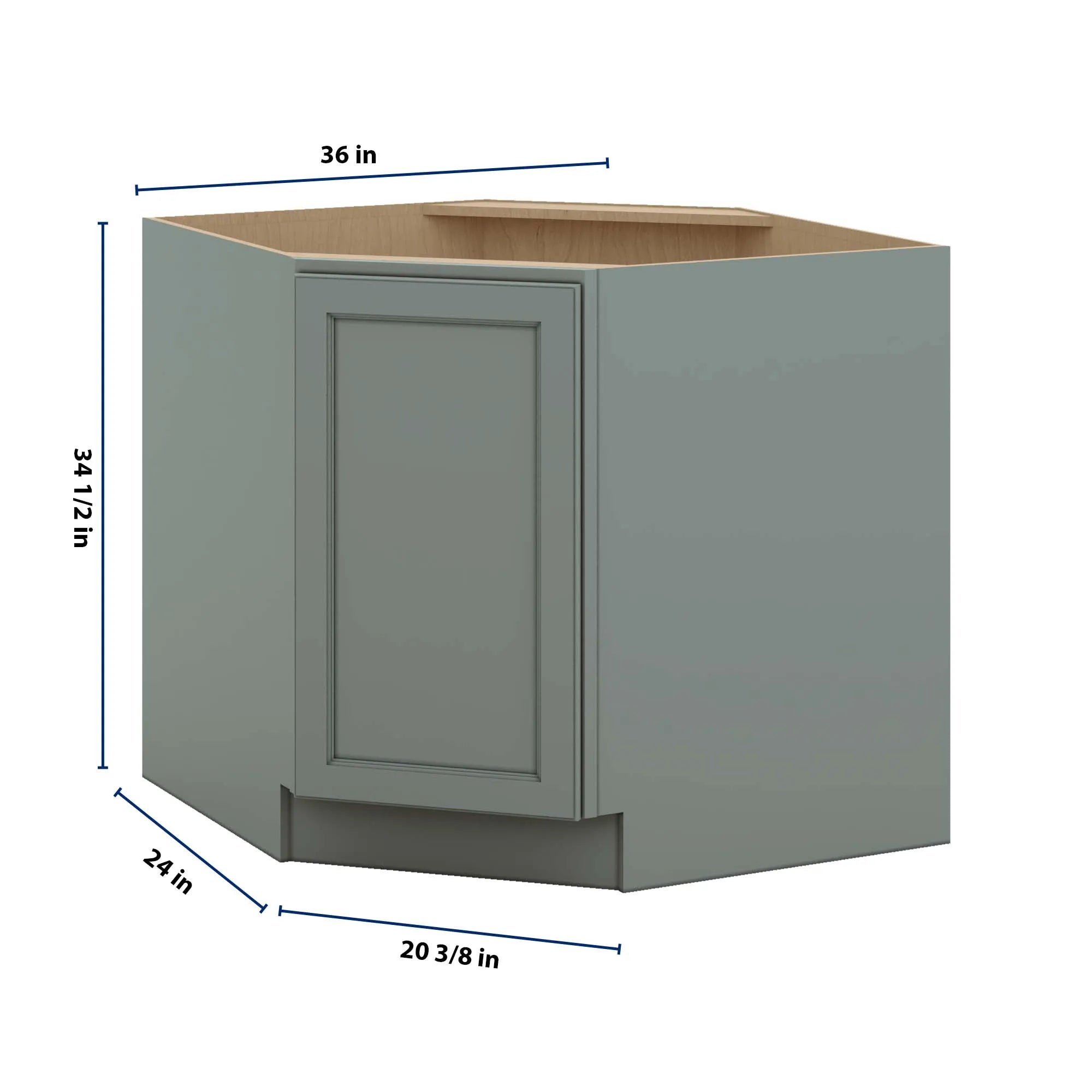 J&K Sage E3 Base Corner Diagonal w/With Round Lazy-Susan Tray - 36"W