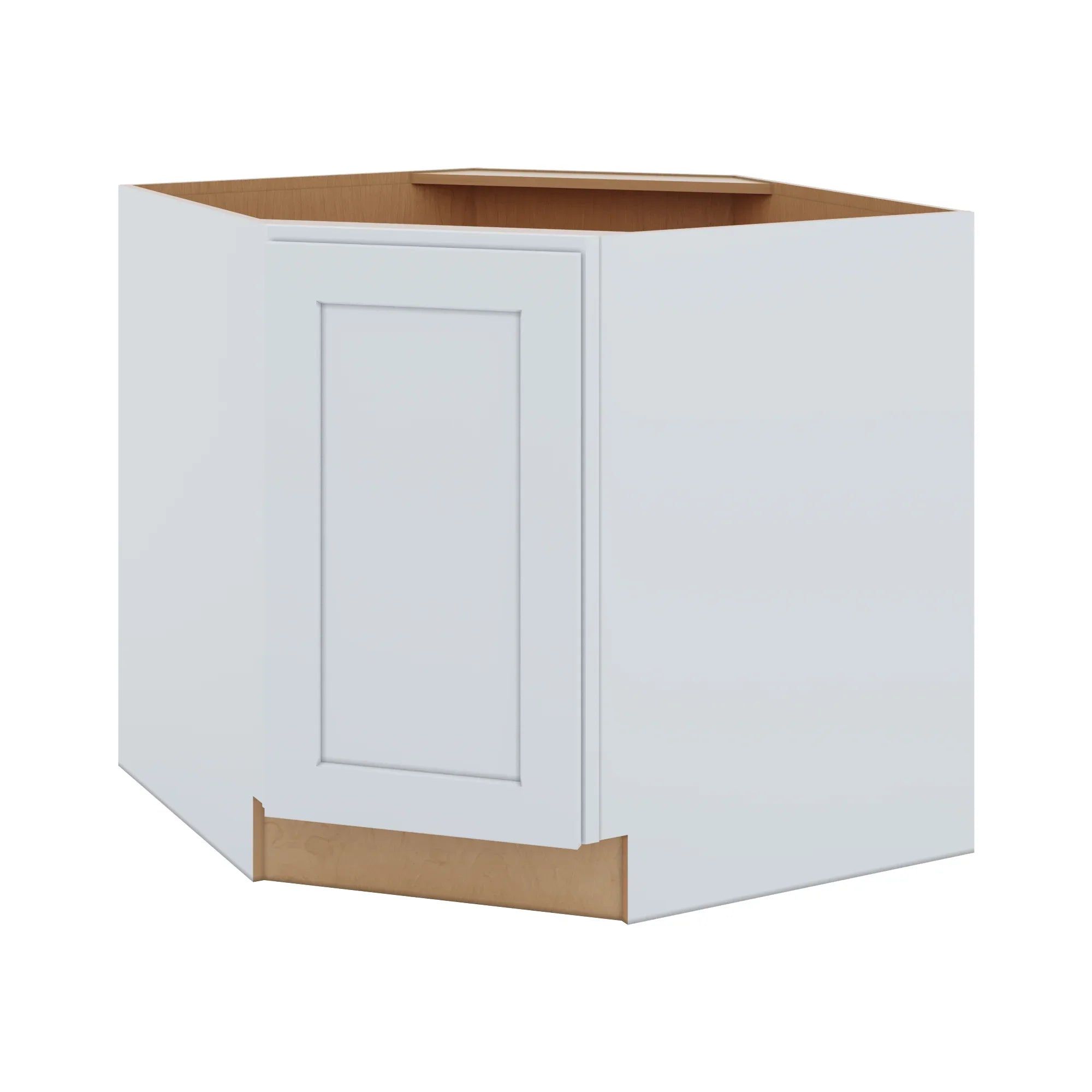 J&K White Shaker S8 Base Corner Diagonal w/With Round Lazy-Susan Tray - 36"W
