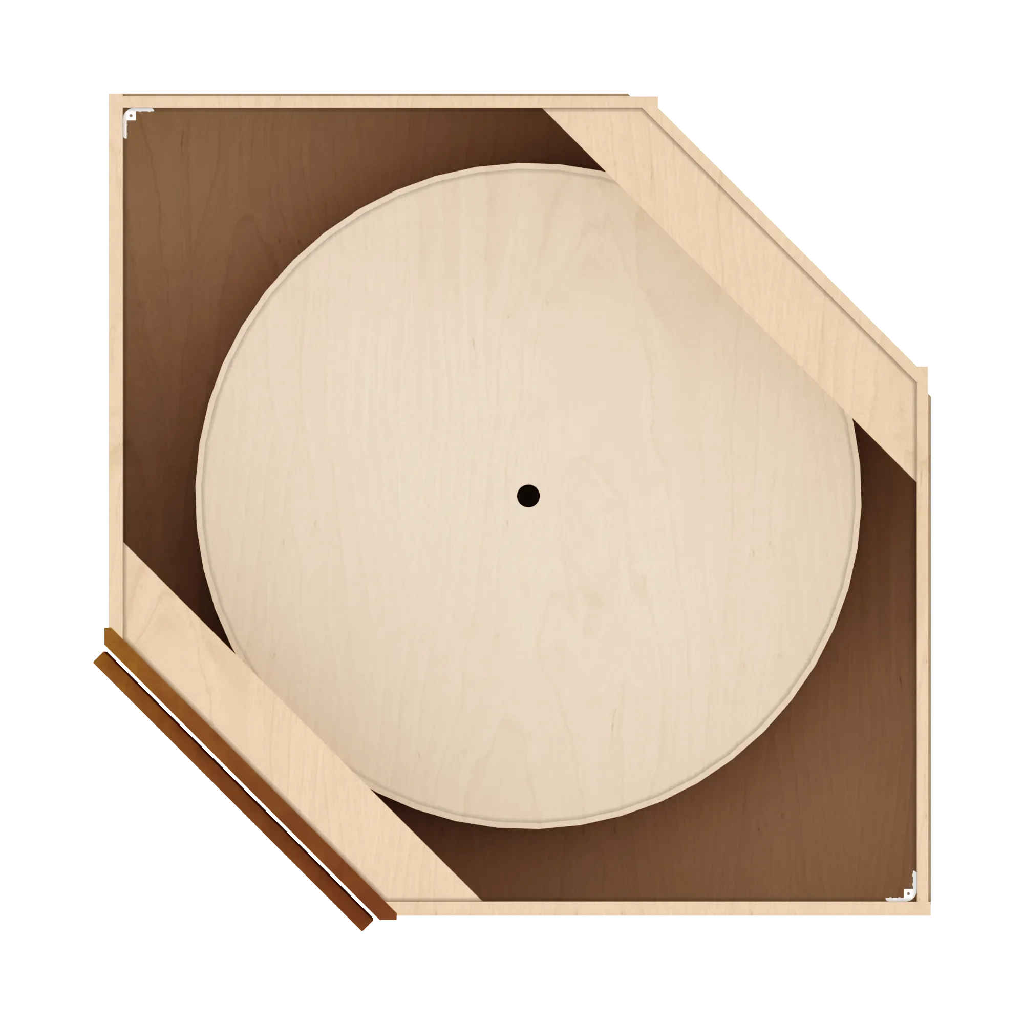 j k mocha glazed k10 base corner diagonal w with round lazy susan tray 36w