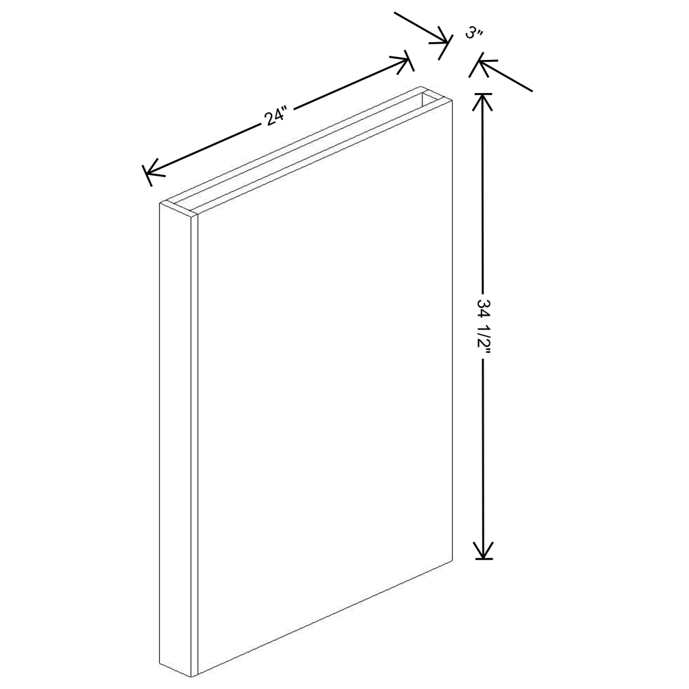 Fabuwood Illume Catalina Olmo 3 Column Base - 3" x 25" x 34 1/2"