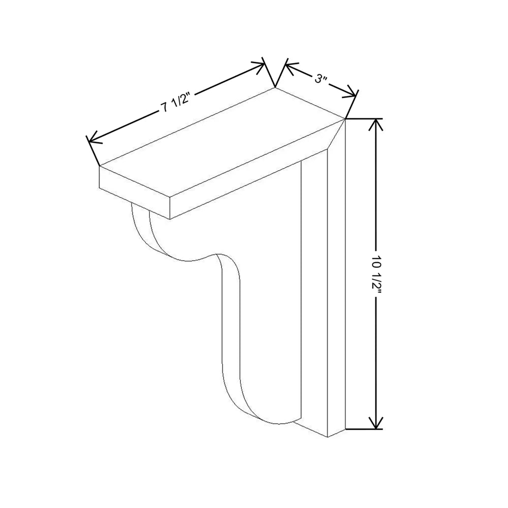 Kitchen Cabinet Distributors Shaker Designer White 5PC Basic Medium Corbel - 10.5" H