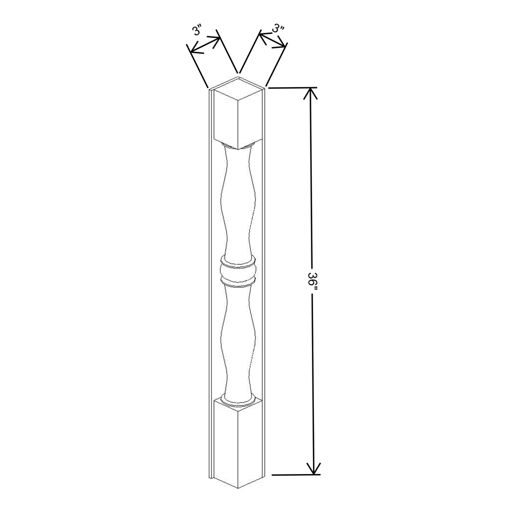 Fabuwood Allure Fusion Dove  3"W X 36"H X 3"D  Corner Post