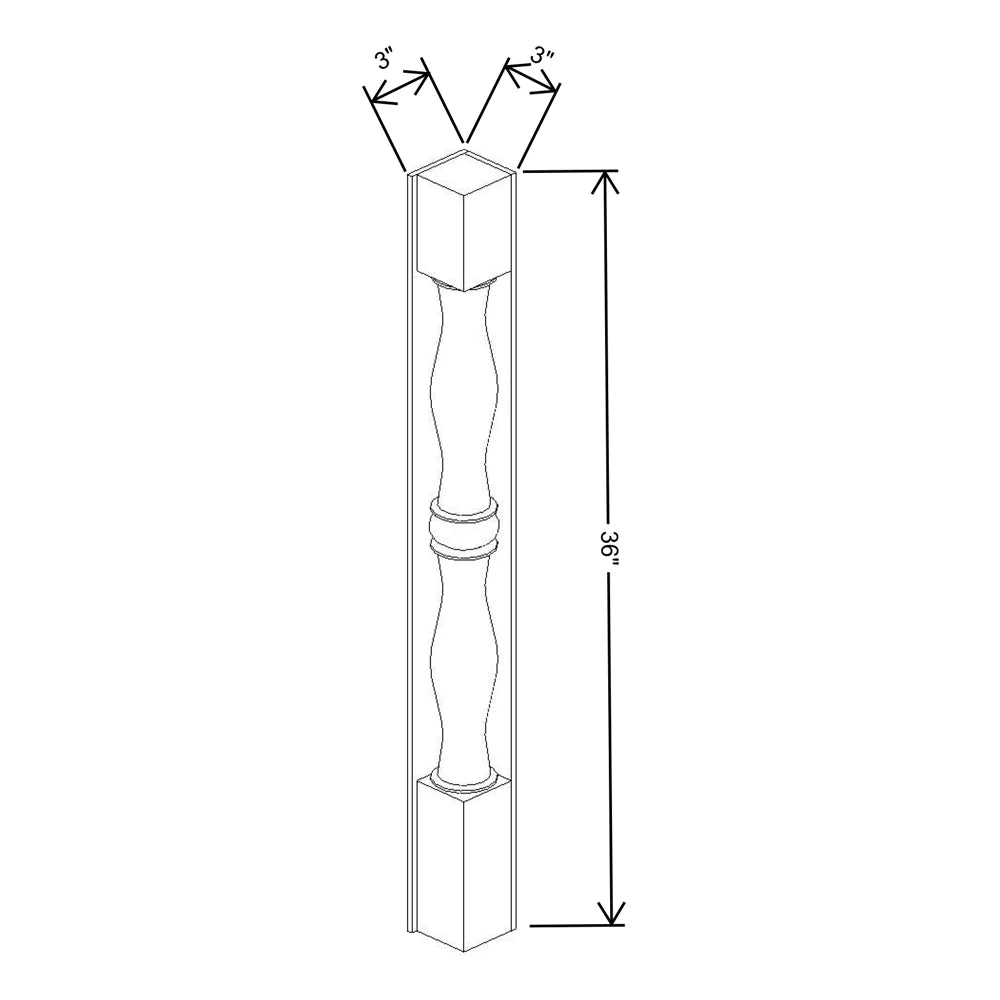Fabuwood Allure Fusion Timber 3" W X 36" H X 3" D Corner Post