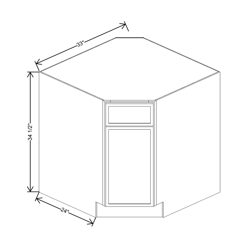 Cubitac Prestige Dover Latte 33" W Diagonal Corner Sink Base Cabinet