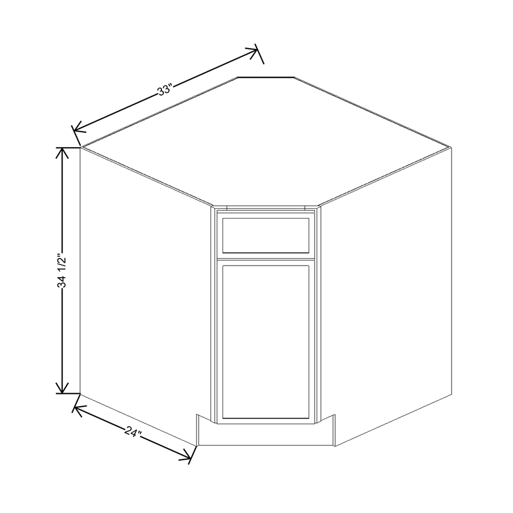 Cubitac Prestige Dover Latte 33" W Diagonal Corner Sink Base Cabinet