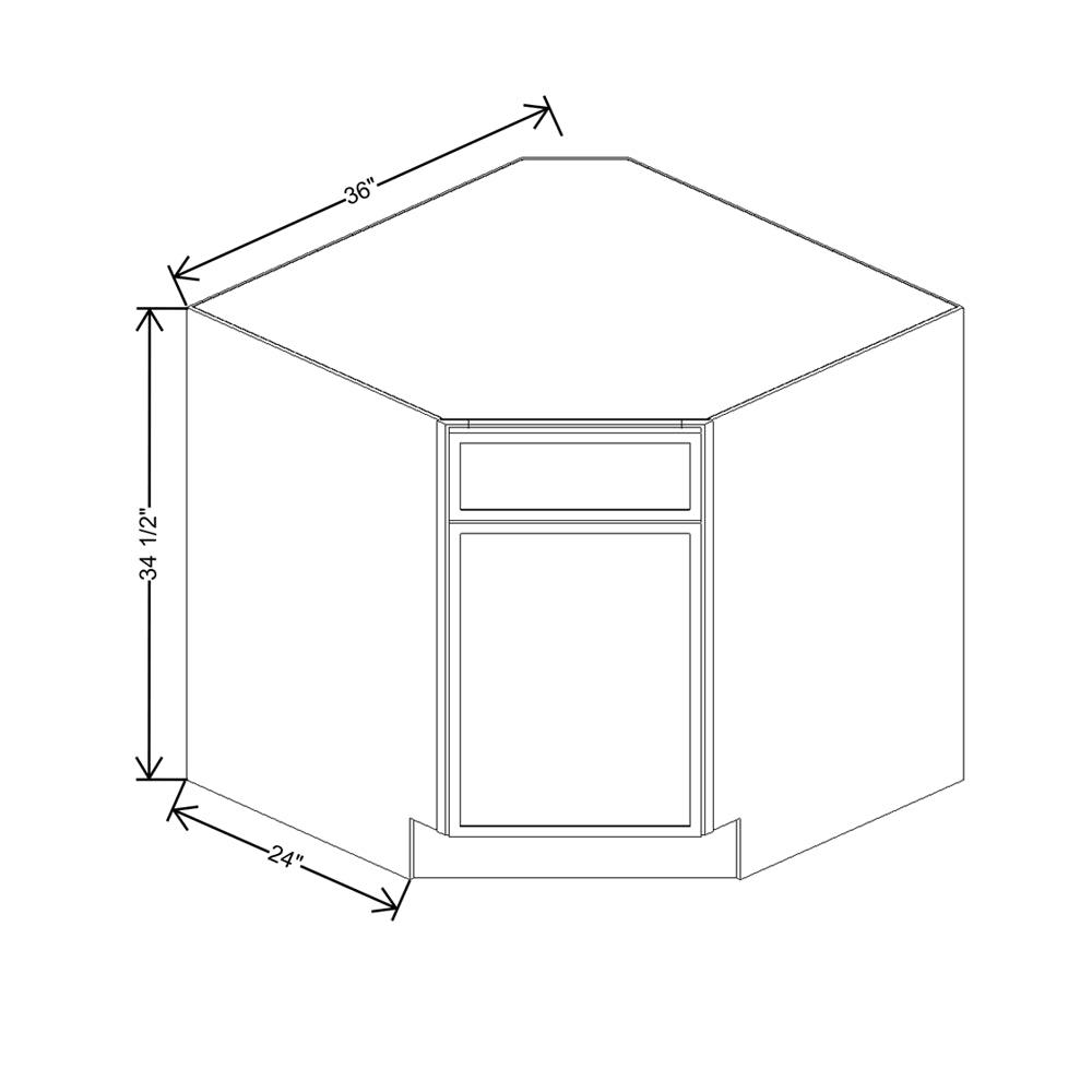 Cubitac Prestige Dover Latte 36" W Diagonal Corner Sink Base Cabinet