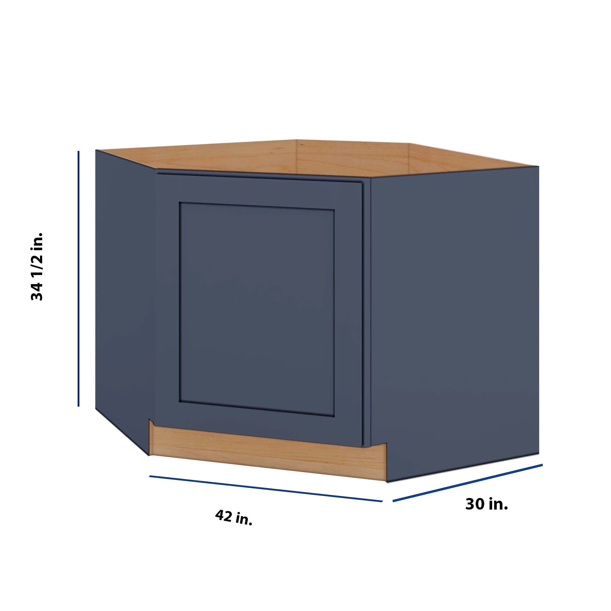 Modernform Cabinet Signature Blue 42" W X 34 1/2" H X 24" D Diagonal Corner Sink Base Cabinet