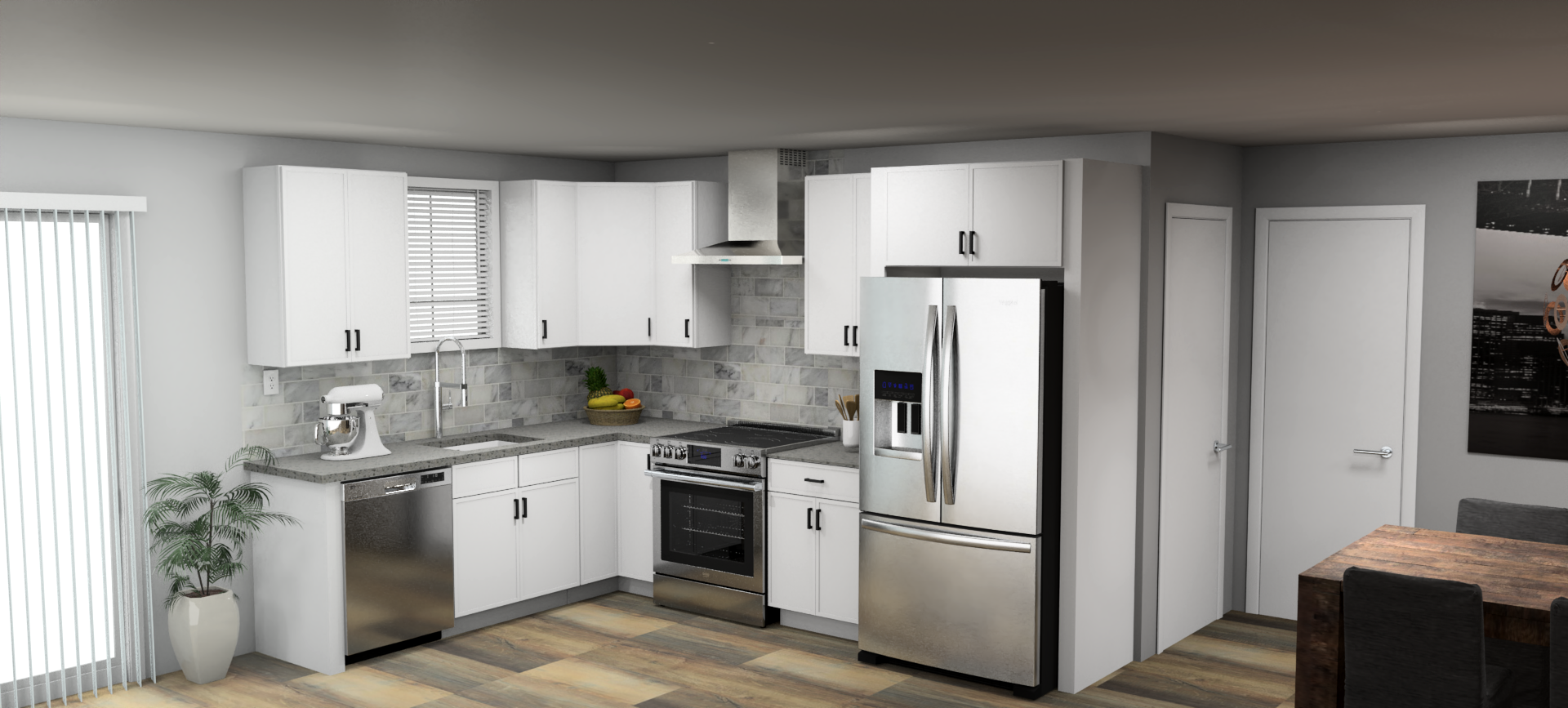 Cubitac Madison Latte 8 x 11 L Shaped Kitchen | Cabinetry Set