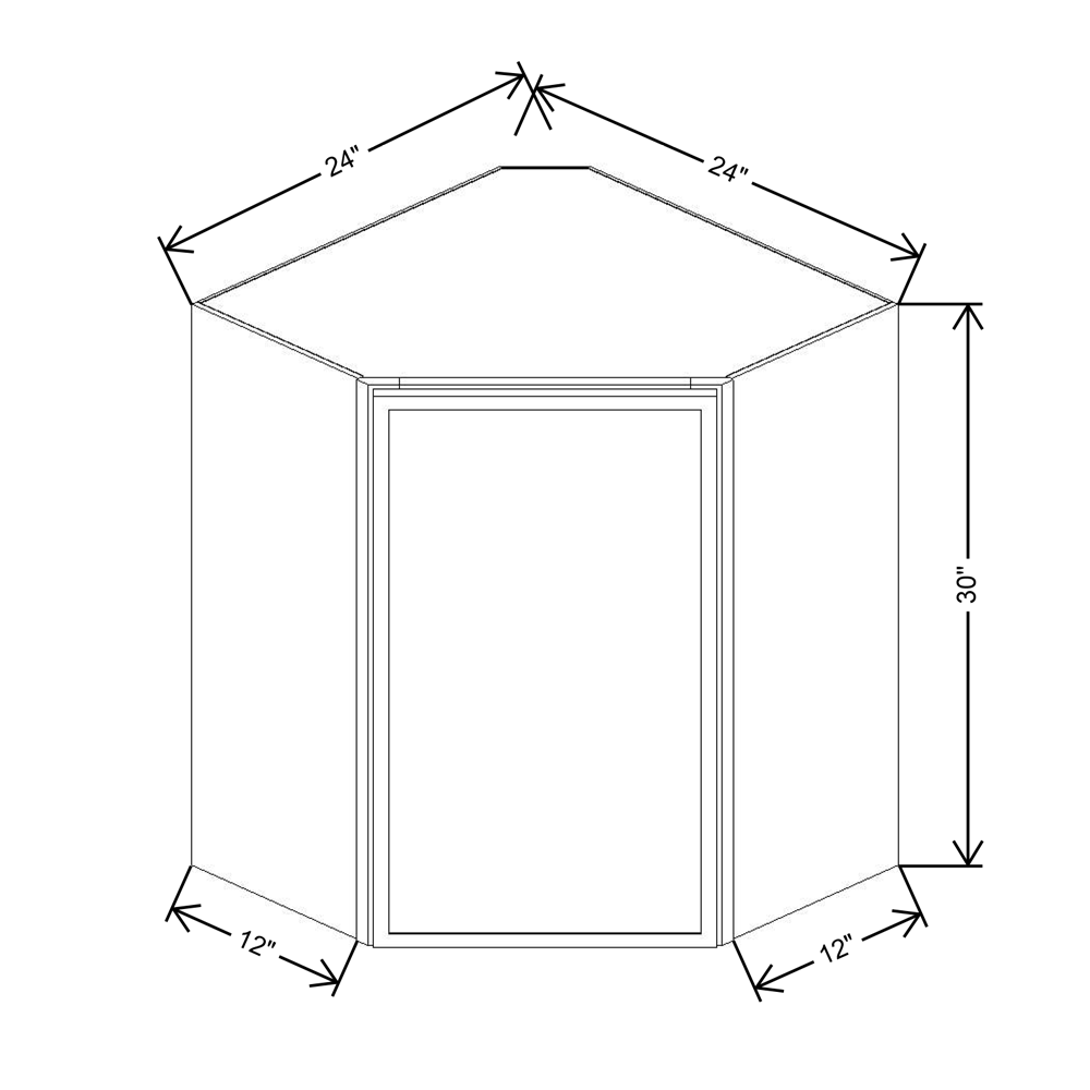 Cubitac Basic Oxford Latte 24"W X 30"H High Diagonal Corner Wall Cabinet
