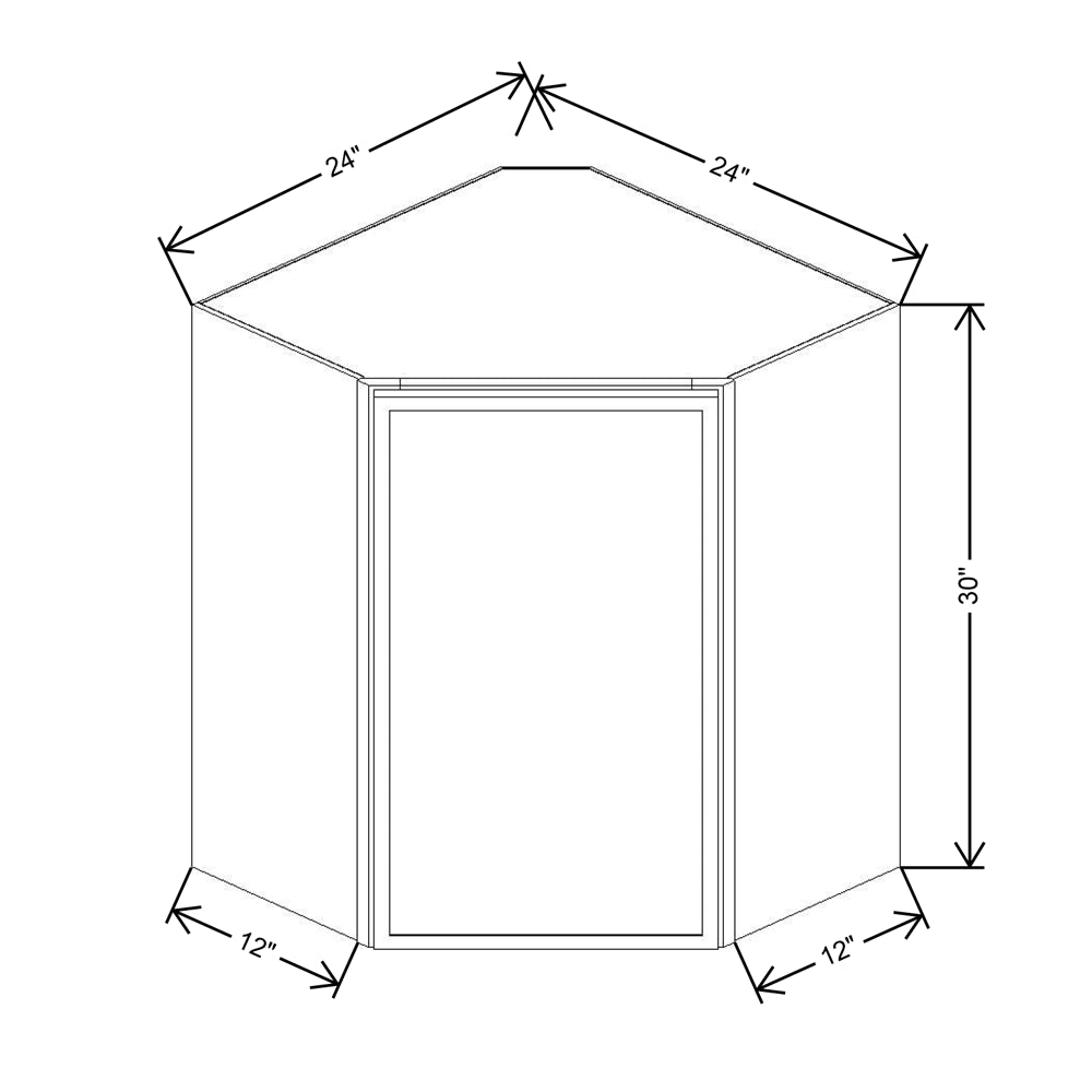 Cubitac Prestige Dover Latte 24" W X 30" H High Diagonal Corner Wall Cabinet