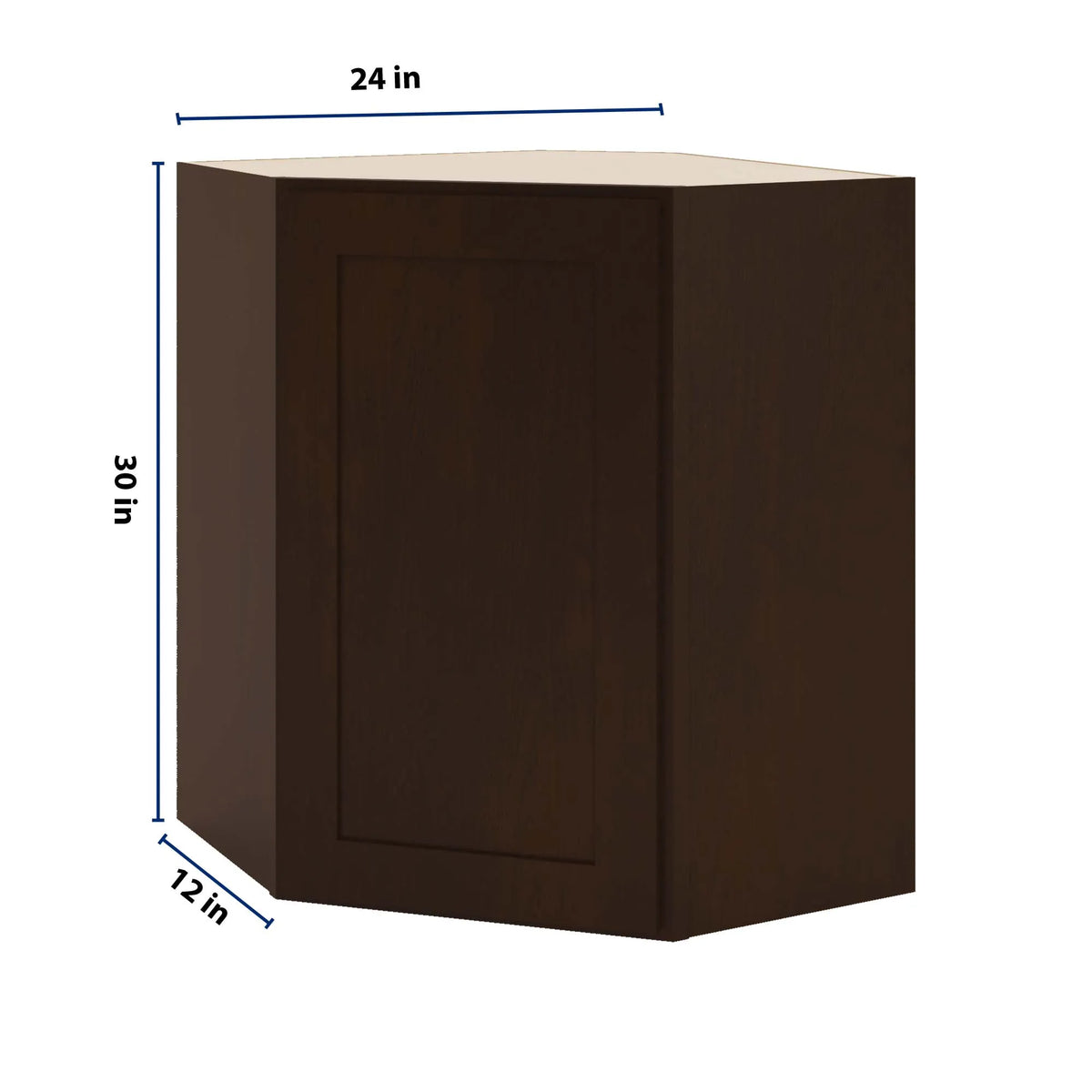 CNC Luxor 5-Piece Espresso 24" W X 30" H Diagonal Corner Wall Cabinet