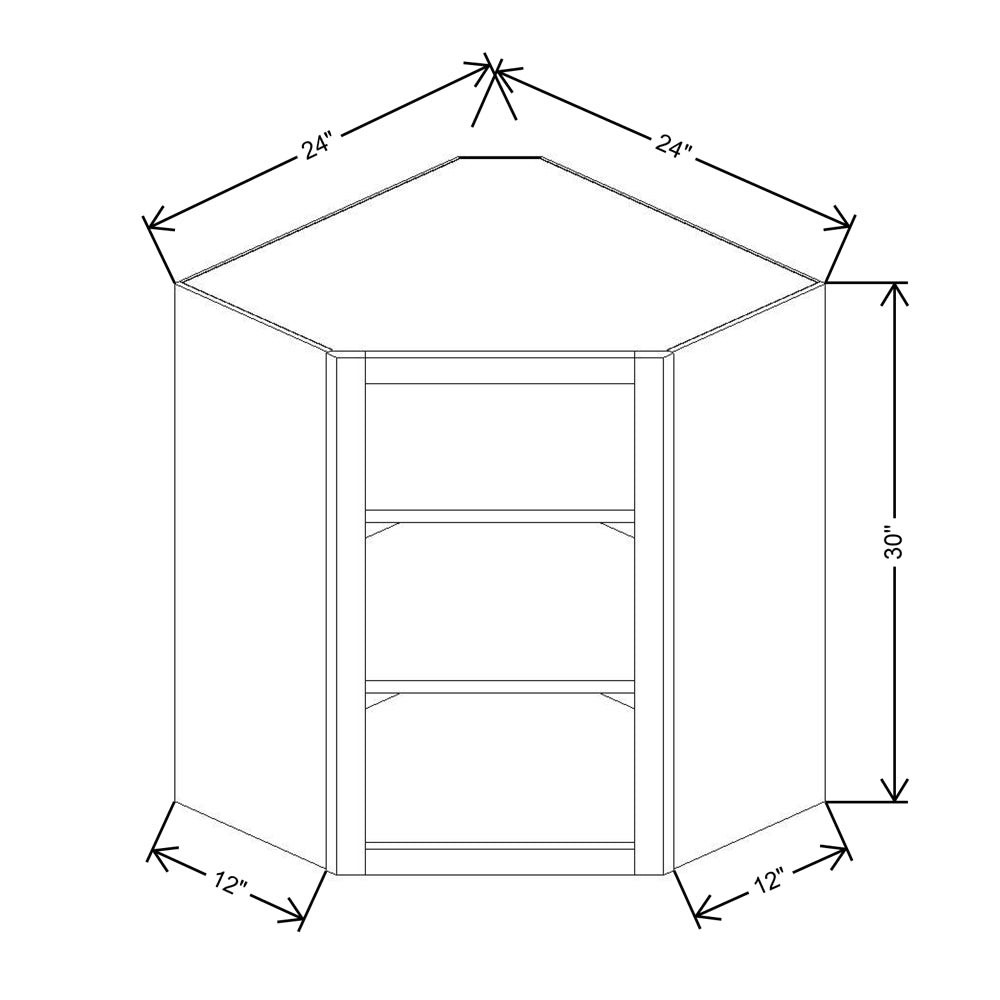 Cubitac Prestige Milan Latte 24"W X 30"H Corner Wall Finished Interior Cabinet