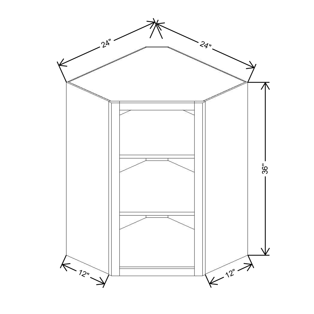 Cubitac Prestige Dover Latte 24" W X 36" H High Corner Wall Finished Interior Cabinet