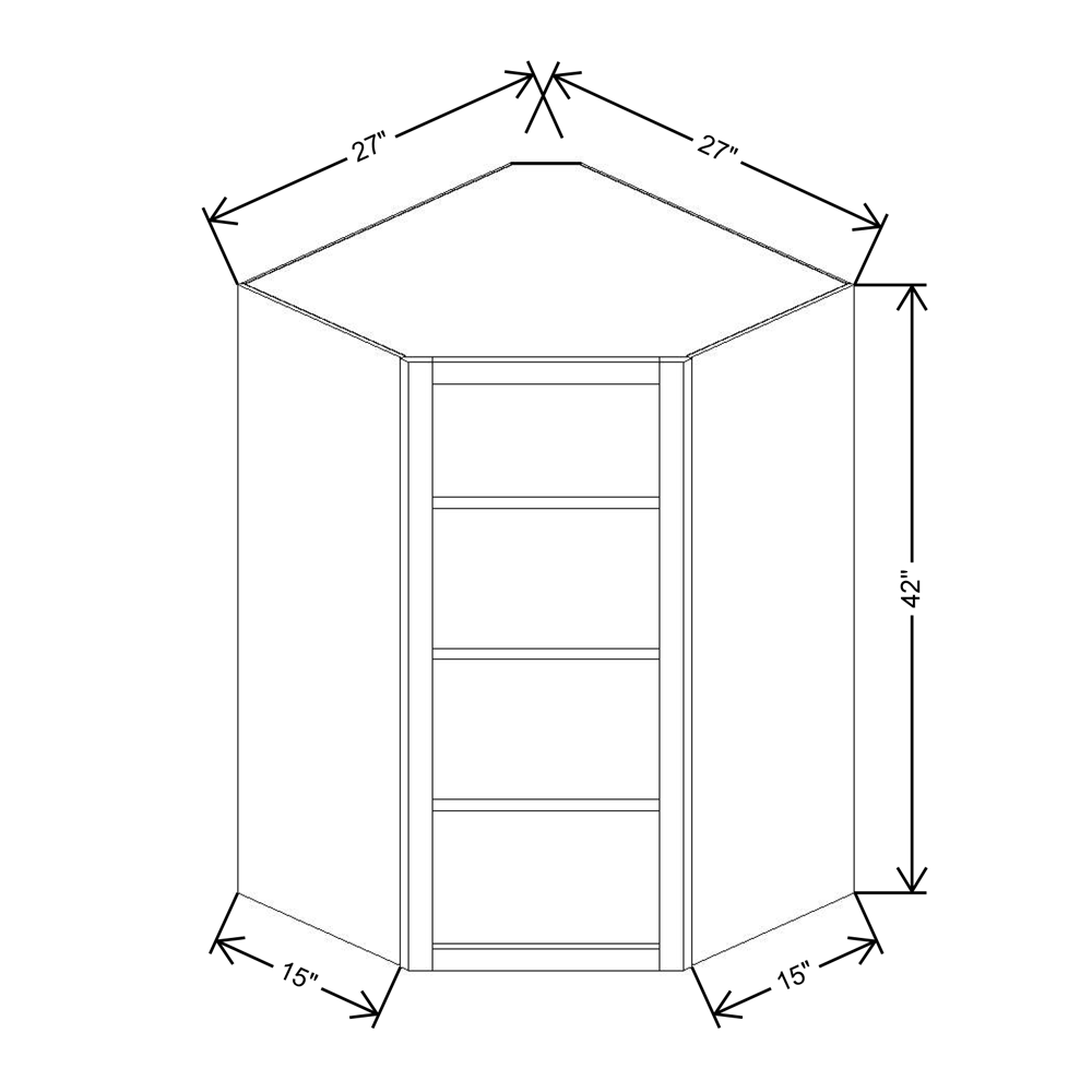 Cubitac Prestige Milan Latte 27"W X 42"H Corner Wall Finished Interior Cabinet