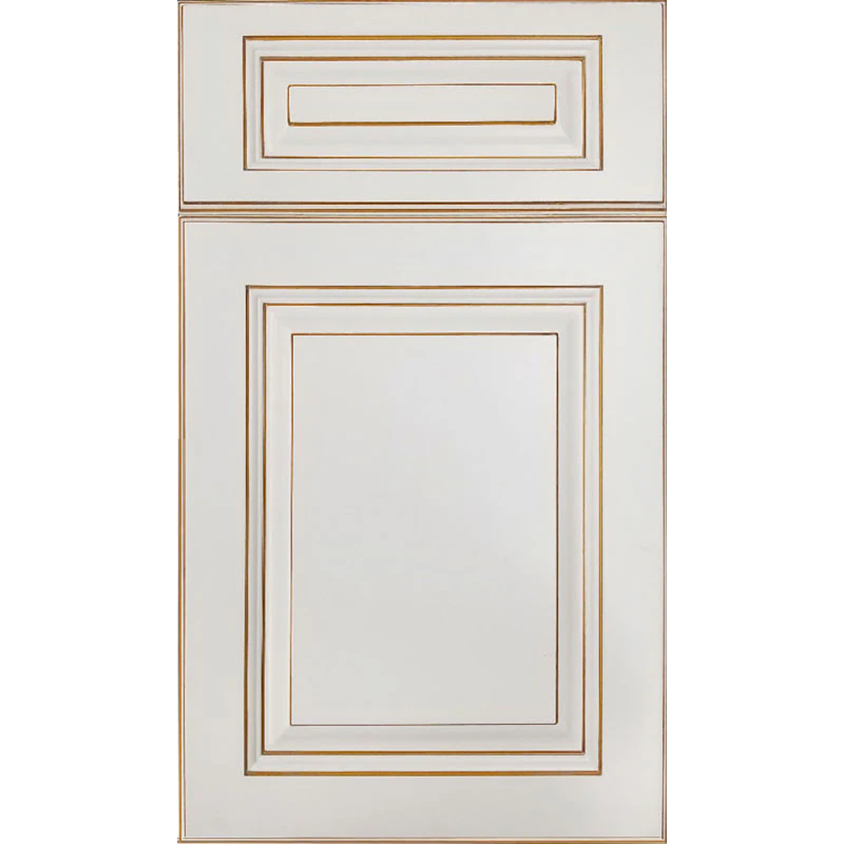 Cubitac Imperial Sofia Caramel Raised Panel Off-White with Glaze Door Sample