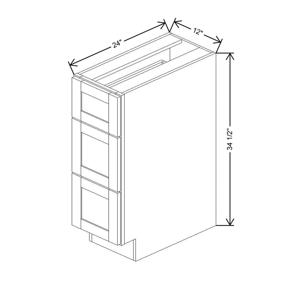 Kitchen Cabinet Distributors Shaker Designer White 5PC Drawer Base Cabinet - 12" W